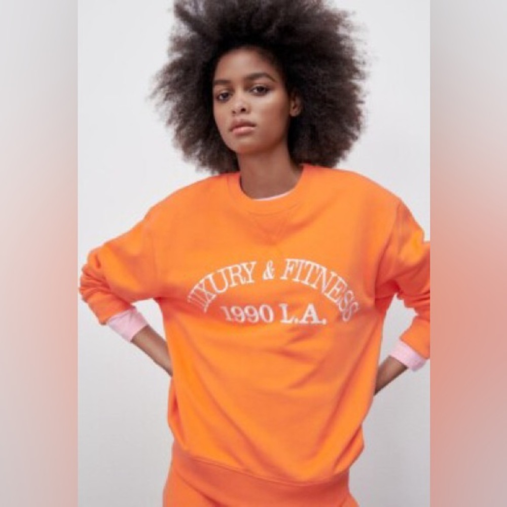 Zara Orange Crew Neck sweatshirt women’s